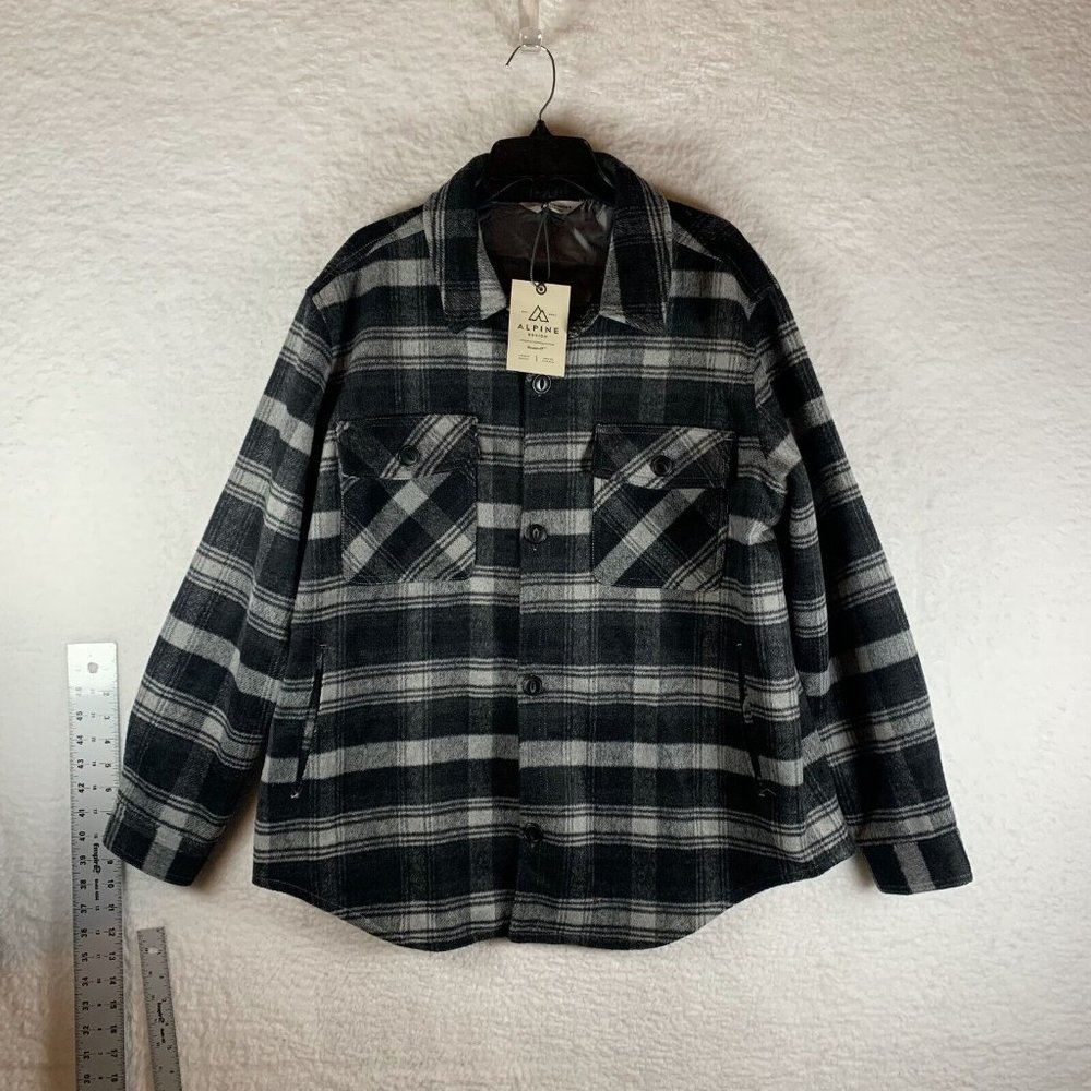 Alpine Design Wool Shacket Women's XL Black Plaid Long Sleeve Button-Up 7189